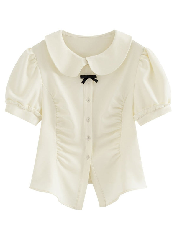 Round Color Mini Ribon Pure Girley Blouse