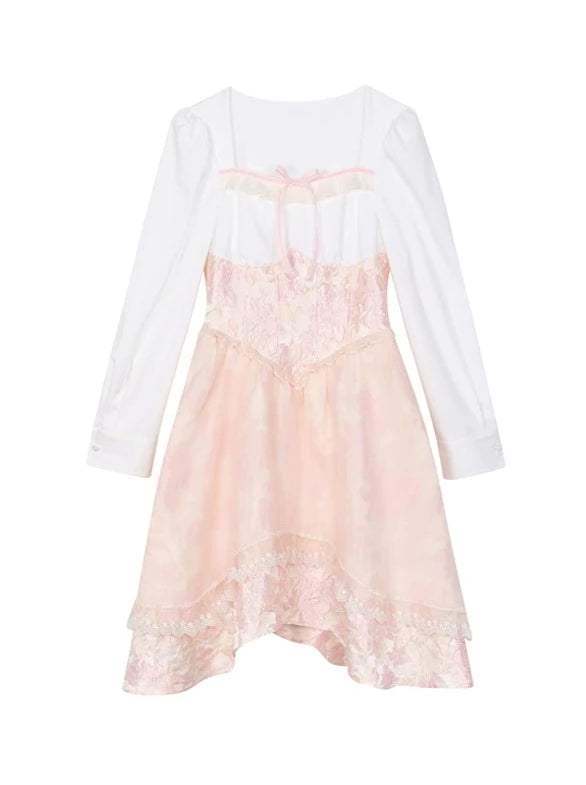 French Herringbone Waist Dress