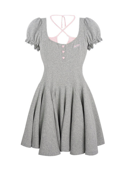 Halter Cami Design Puff Sleeve Ballerina Girly Dress