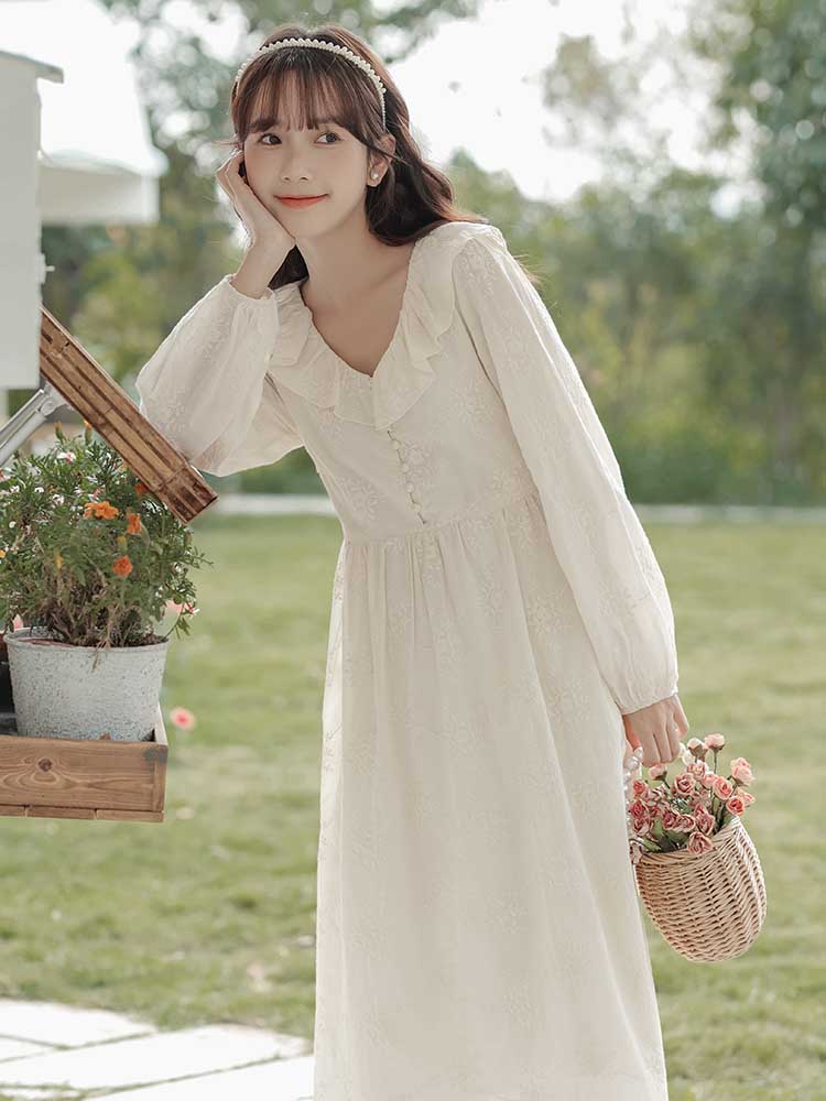 Frill Color Embroidered Fairy Dress