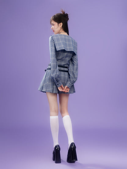 Sweet Couleur College Style Sailor Collar Check Dress