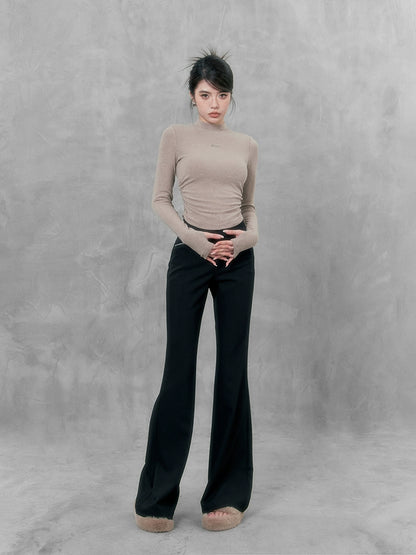 Zip-up pocket flared long pants