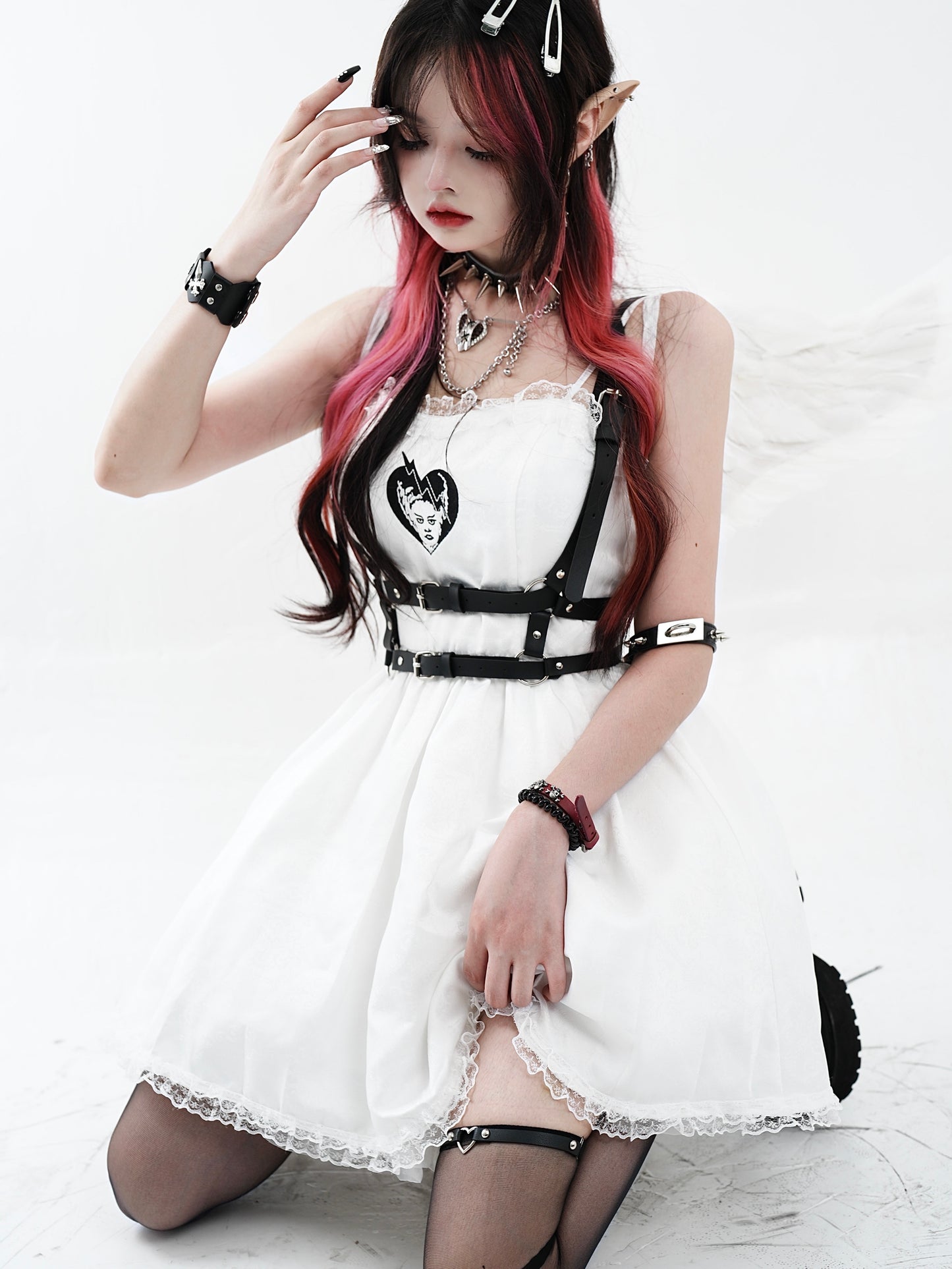 Dark Angel Lace Cami Dress + Belt Strap