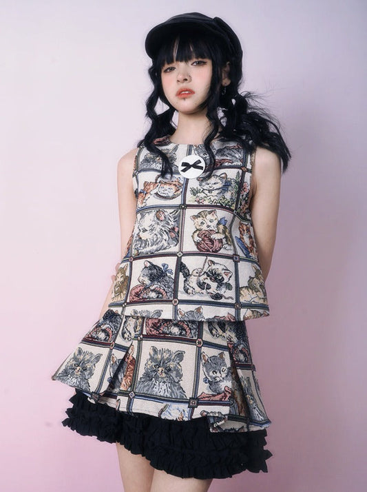 Cat Collage Design Retro Jacquard Sleeves Jacket Best