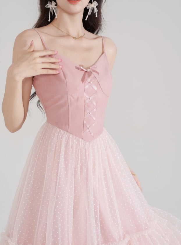 Princess mesh long skirt tea break dress