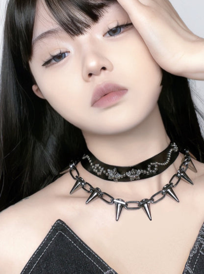 stone rivet punk dark choker