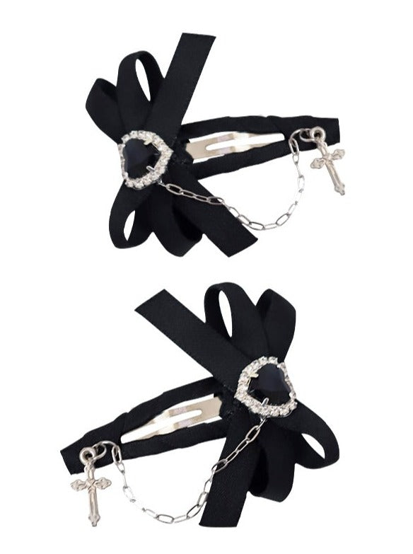 Heart Ribbon Pair Hair Clip