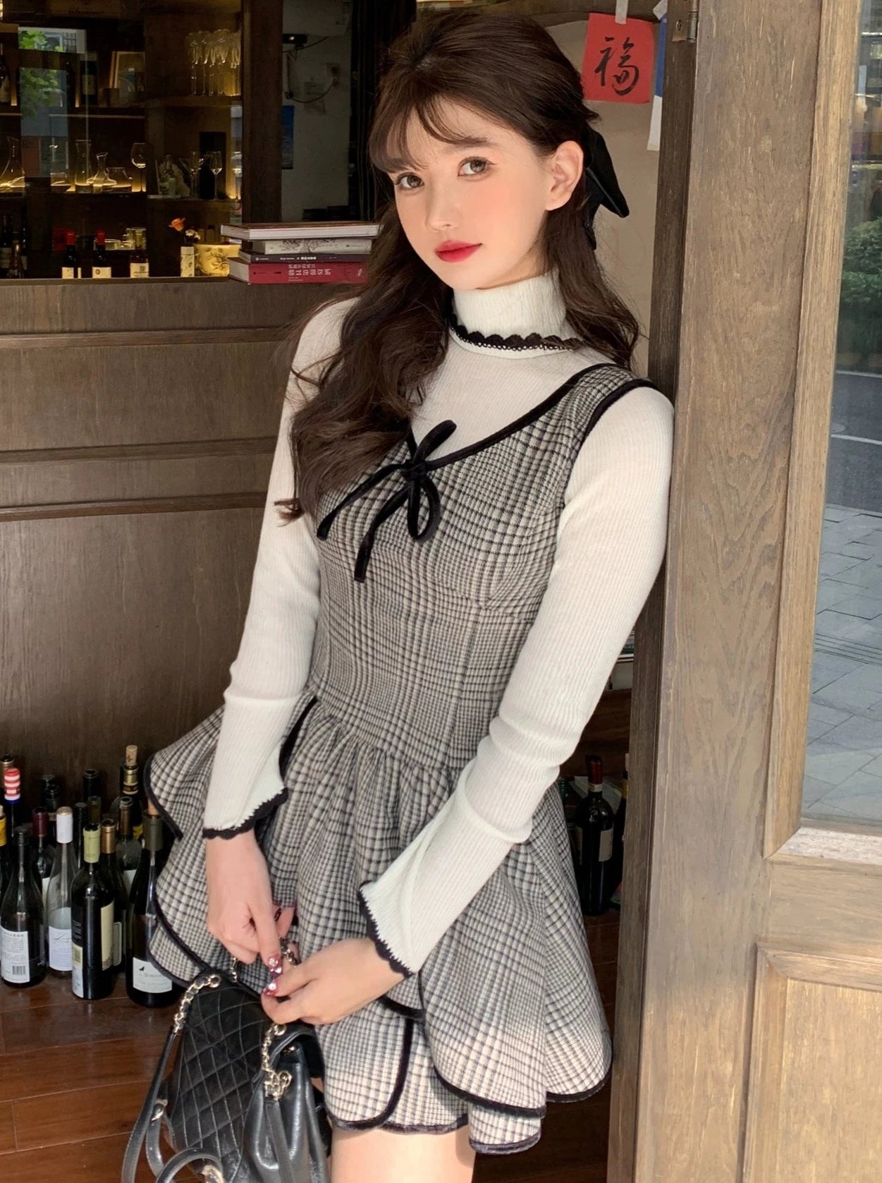 French Check Gray Dress