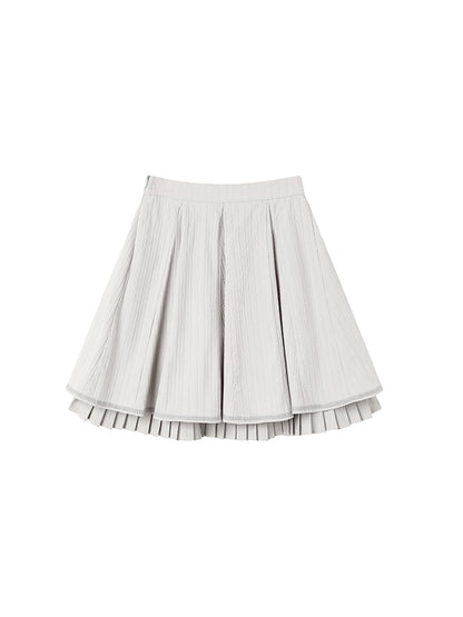 Light Gray Sweet French College Skirt