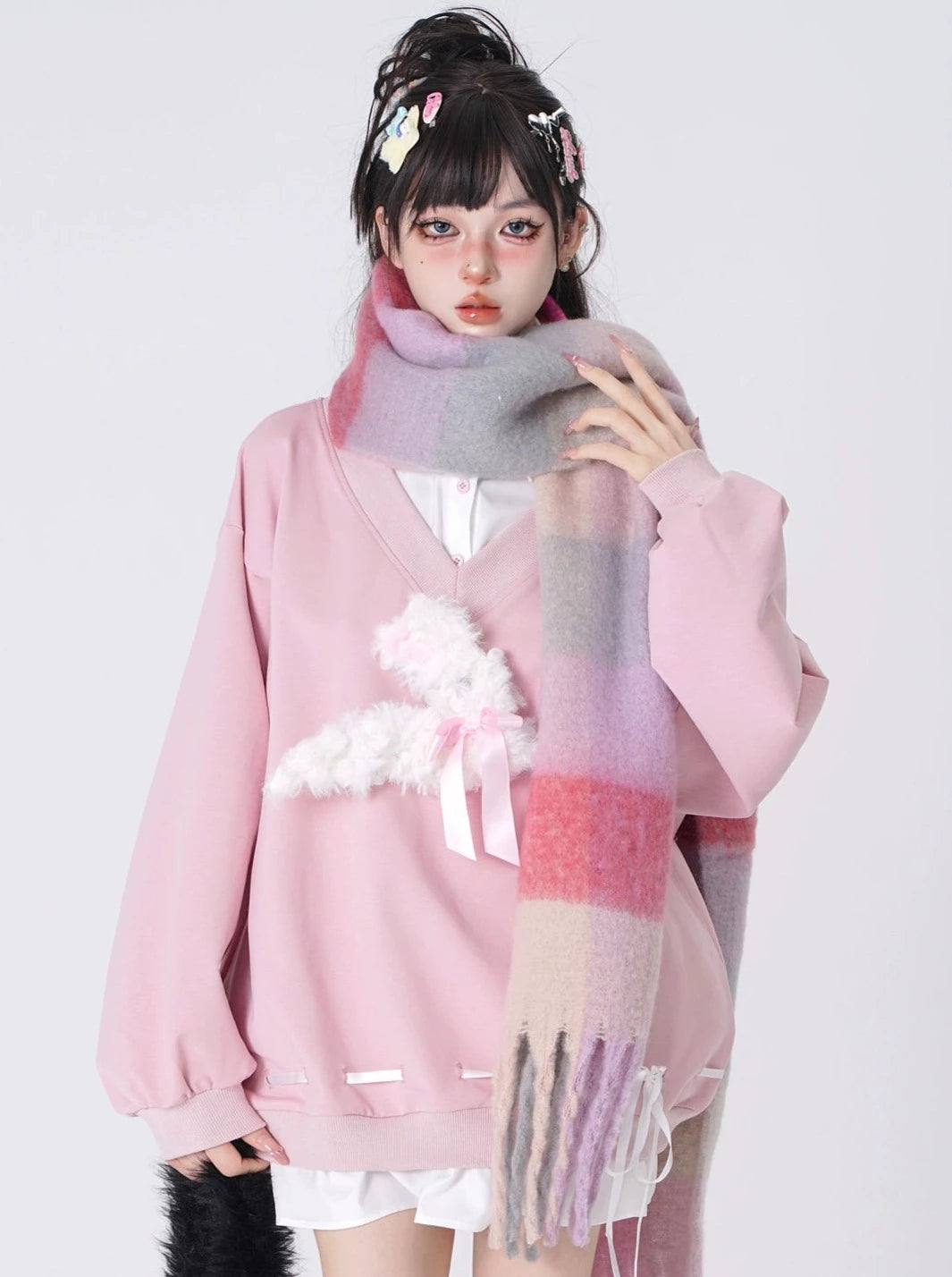 Fluffy Bunny Ribbon Sweatshirt