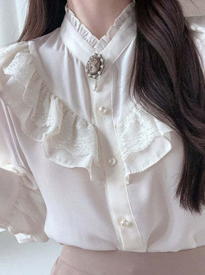 Elegant stand neck blouse