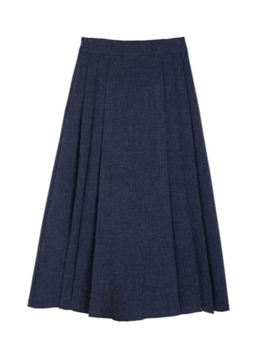 Mid-Length High Waist Loose Pleated Skirt