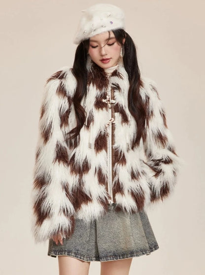 Horn Button Fur Coat