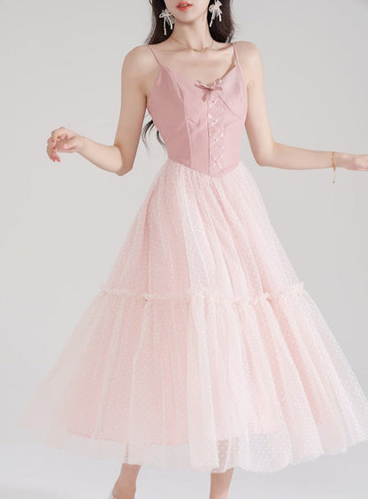 Princess mesh long skirt tea break dress