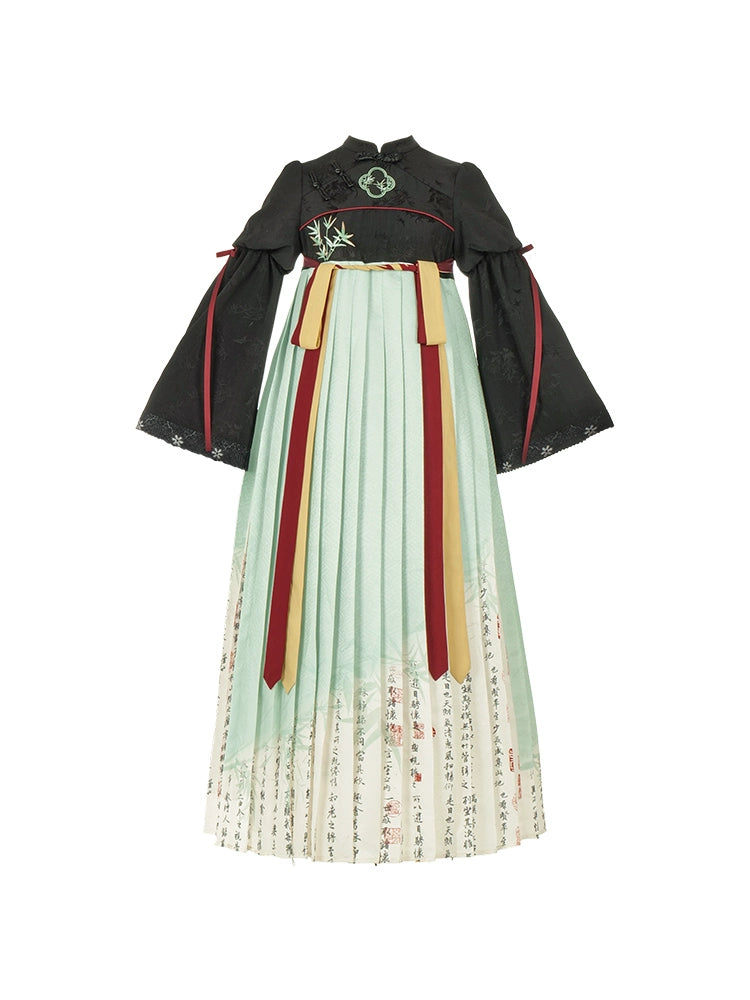 Lanting Qushui OP】withpuji original design Chinese style fake two embroidery print improved Confucian skirt