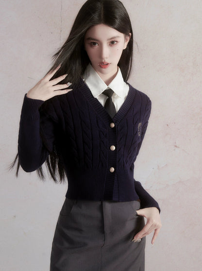 Cable Knit Slim Knit Cardigan