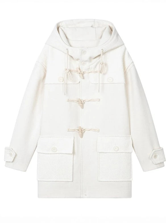 Silhouette Hooded Horn Button Coat