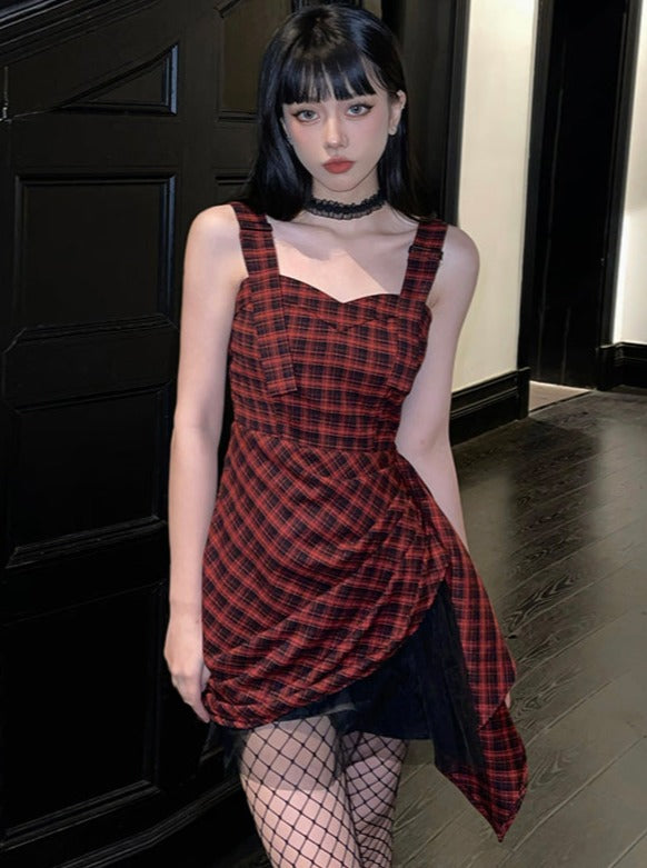 black red ghost check girl