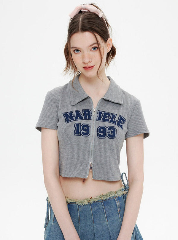 ダブルジッパースリムフィットポロトップス