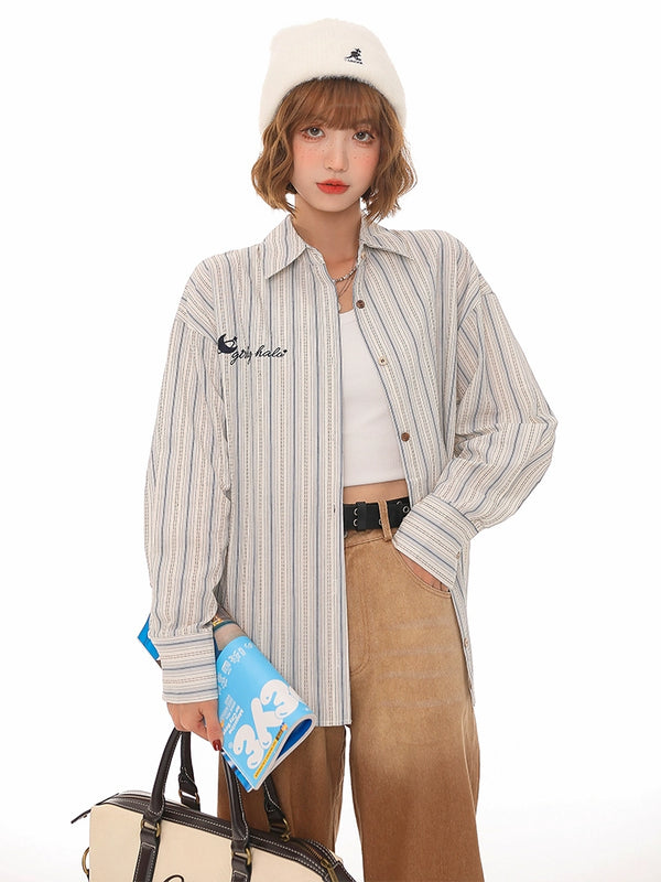 カレッジスタイルストライプ オーバーシャツ