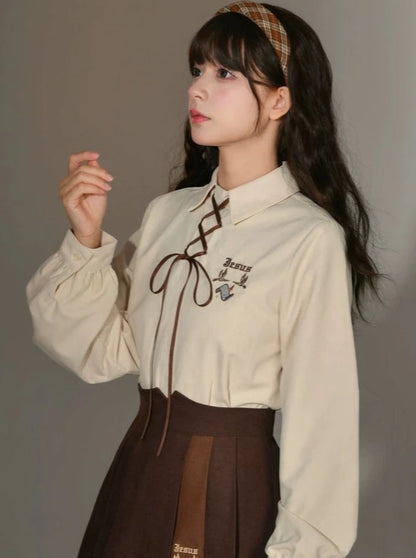 Lace-up Retro Blouse