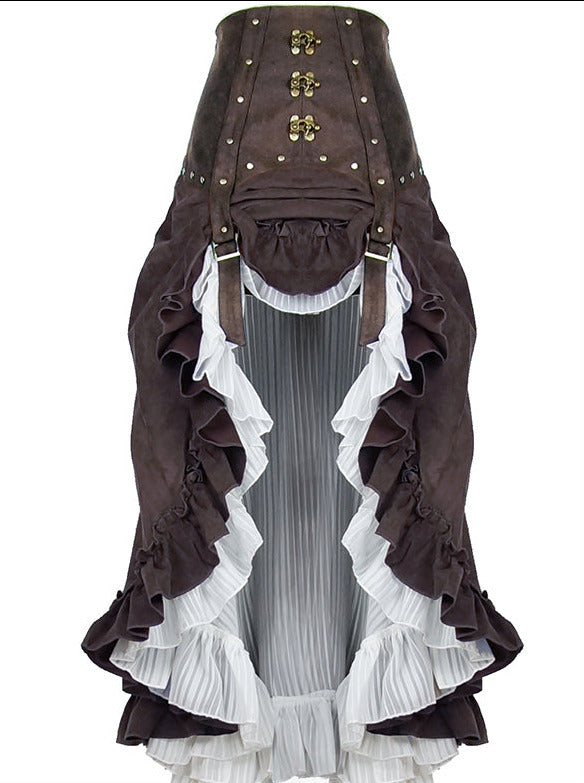 Steampunk Victorian Chiffon Retro High Waist Long Skirt