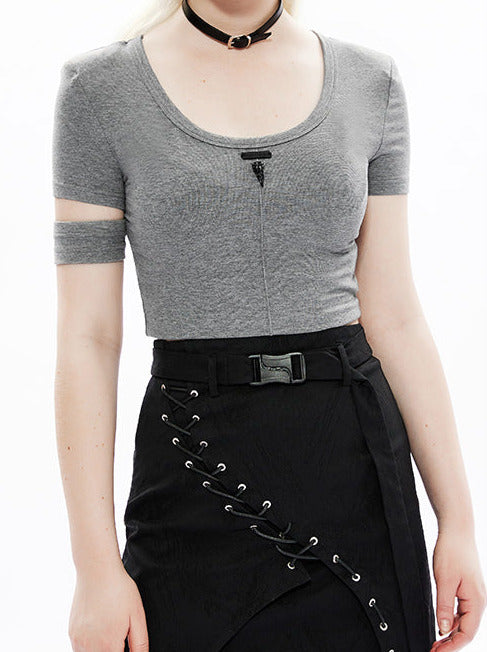 스프리트스리프U넥크롭드탑 