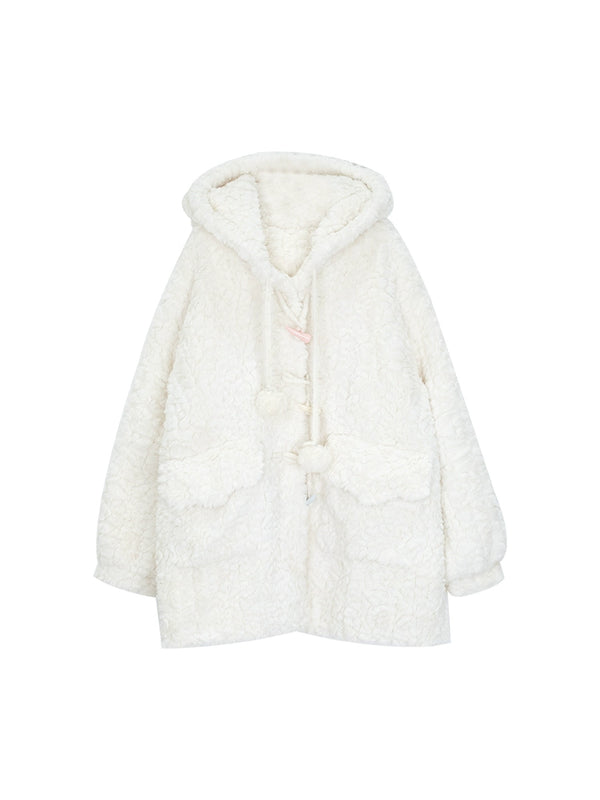 Fluffy ice boa coat
