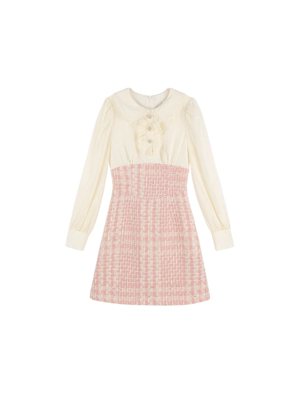 Babydoll Style Color Tweed Dress