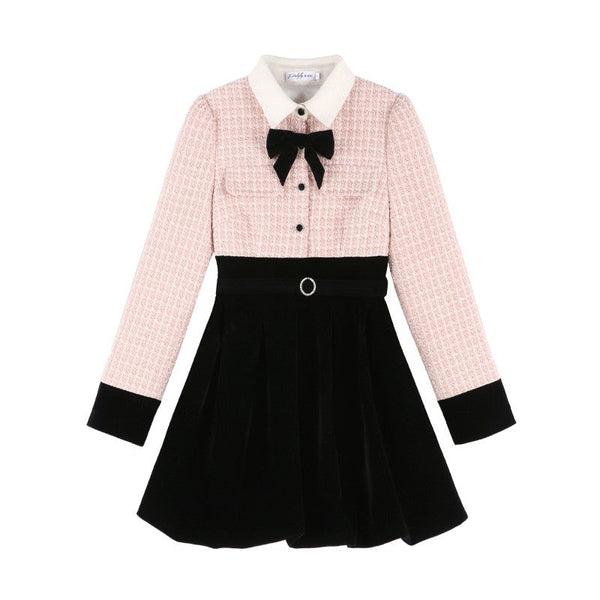 ツイードフレンチウエストマークワンピース