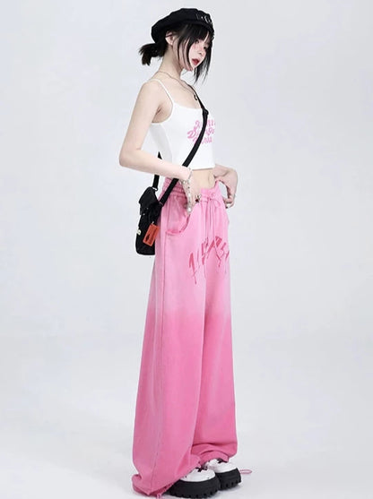 American Retro Gradient Pink Hold Lost Wide Straight Pants