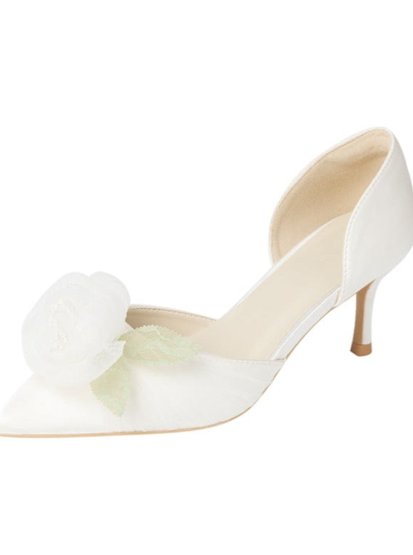 White rose pin heel