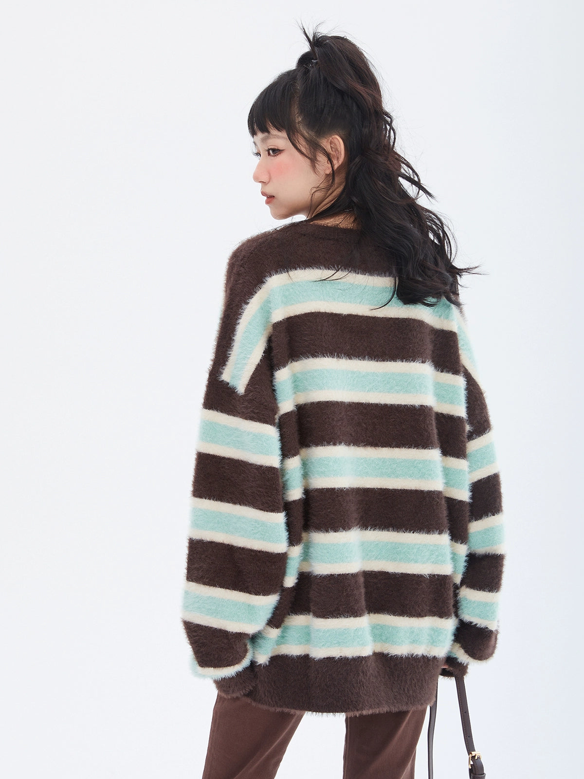 Retro Loose Contrast Stripe Sweater