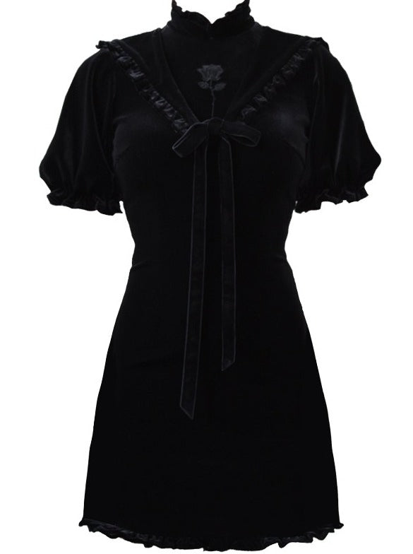 Frilled Rose Sailor Collar Tight Dress