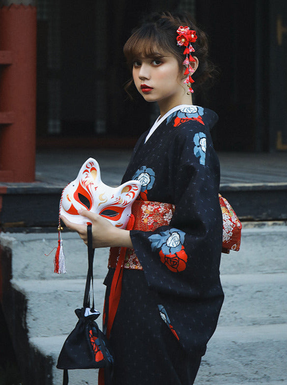 modern yukata dress TAMAO SHIGEMUNE x KAYA Modern Kimono Dress BK HATO