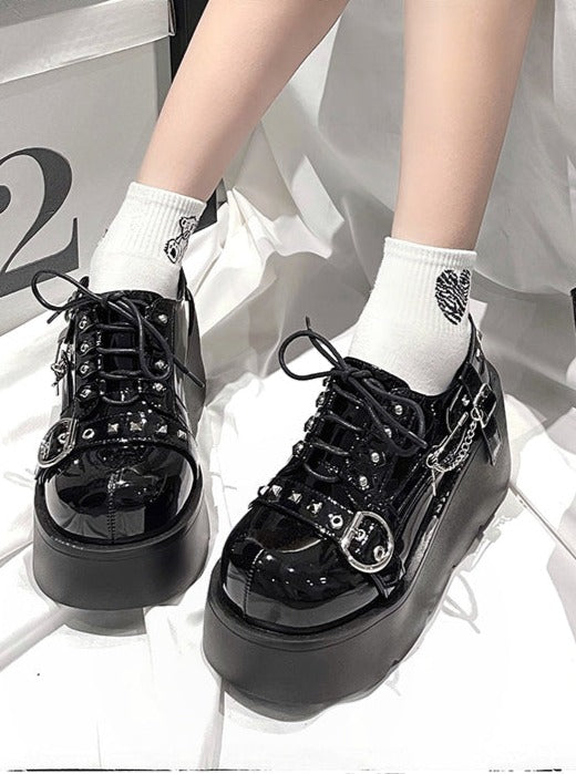 Round Toe Lolita Cool Punk Shoes