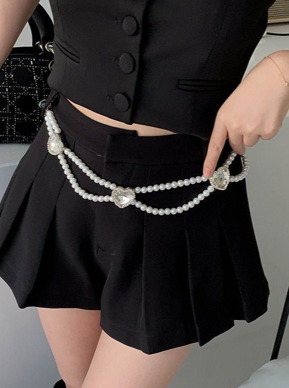 Pearl Girly Heart Beads Belt
