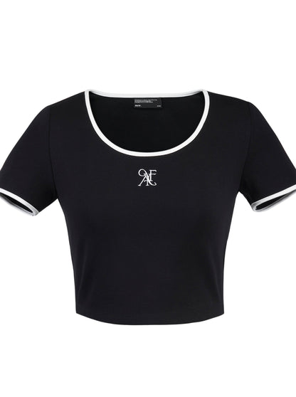 Contrast Basic Logo U Neck Tops