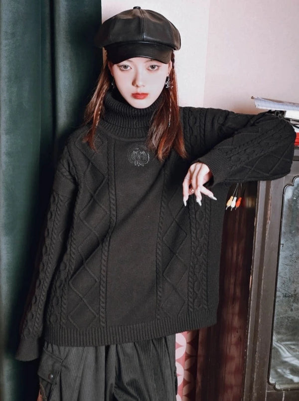 Turtleneck Mode Cable Sweater