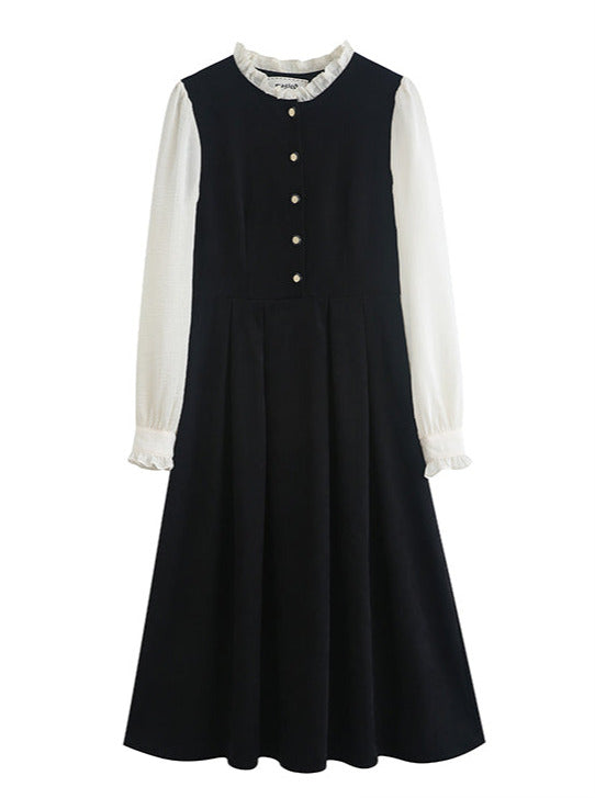 French style frill neck candy sleeve layered dress