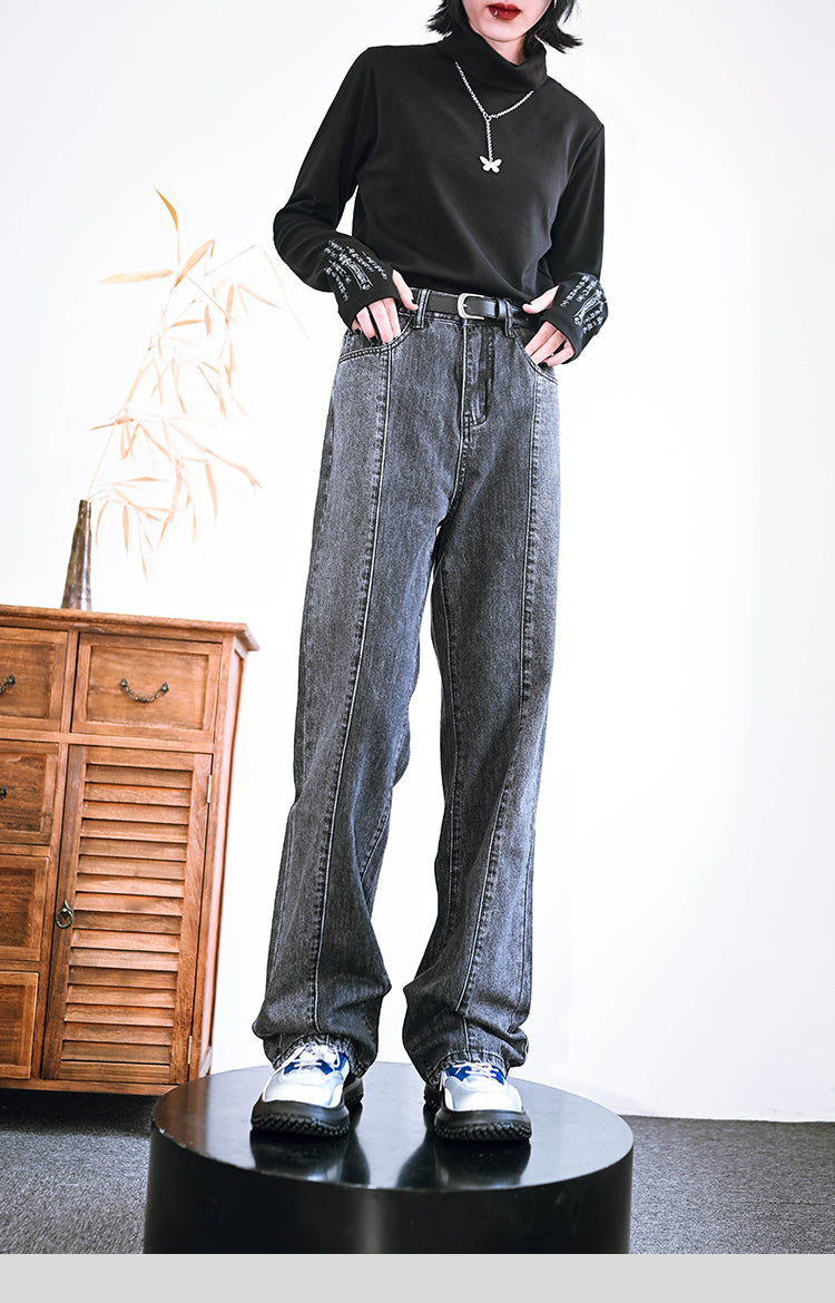 Meteorite latte retro wash denim pants