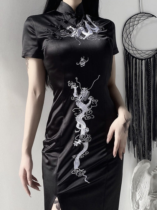 스리트하이우에스트닥론그스카르트차이나드레스 