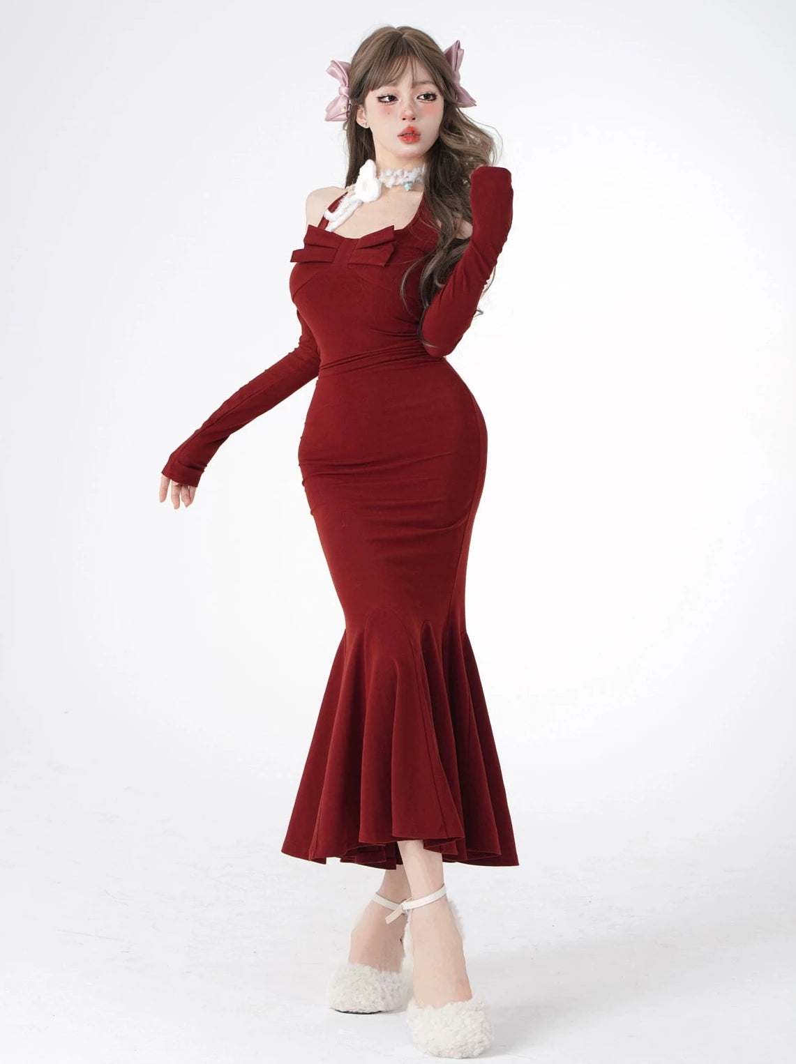 One-Shoulder Beauty S Curve Slim Ribbon Dress [Reserviertes Produkt].