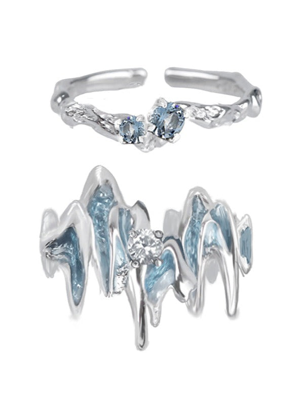 スターリングシルバーアイスブルーリング