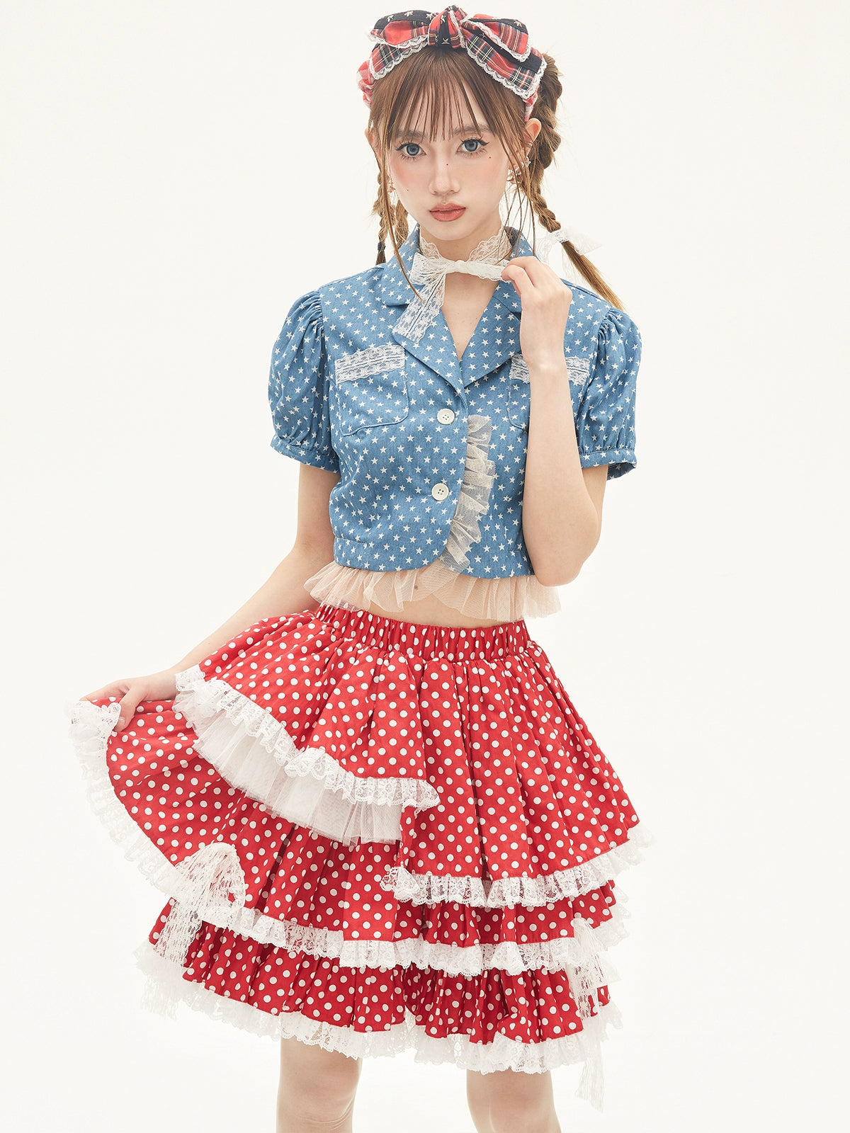 Retro Pop Dot Asymmetrical Skirt