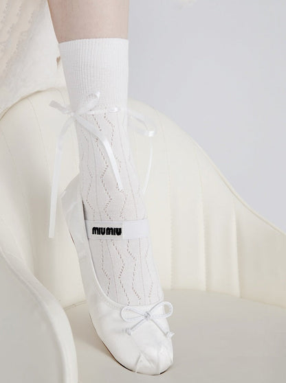 Pure White Suite Ribbon Socks