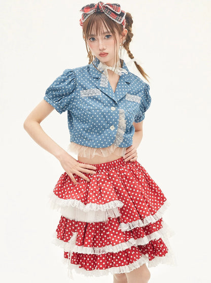 Retro Pop Dot Asymmetrical Skirt