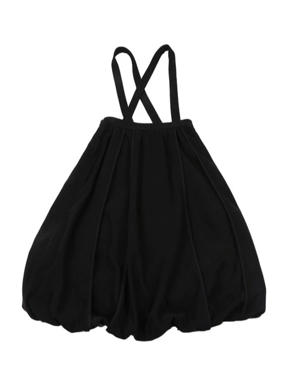 Mid-length wool suspender skirt