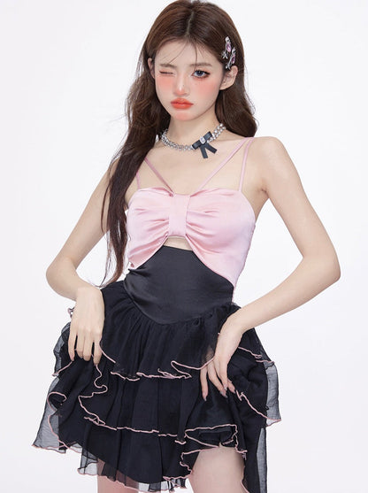 Steel heart rose ribbon tube top dress