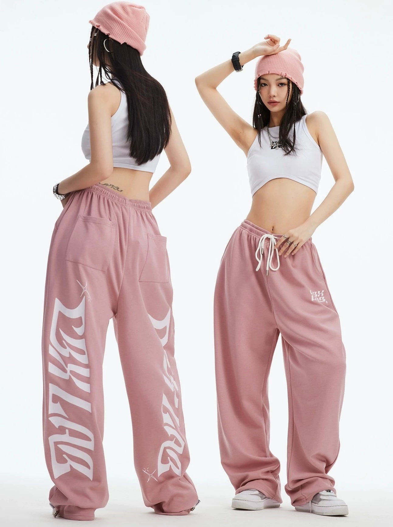 Pantalon de survêtement rose sale avec logo